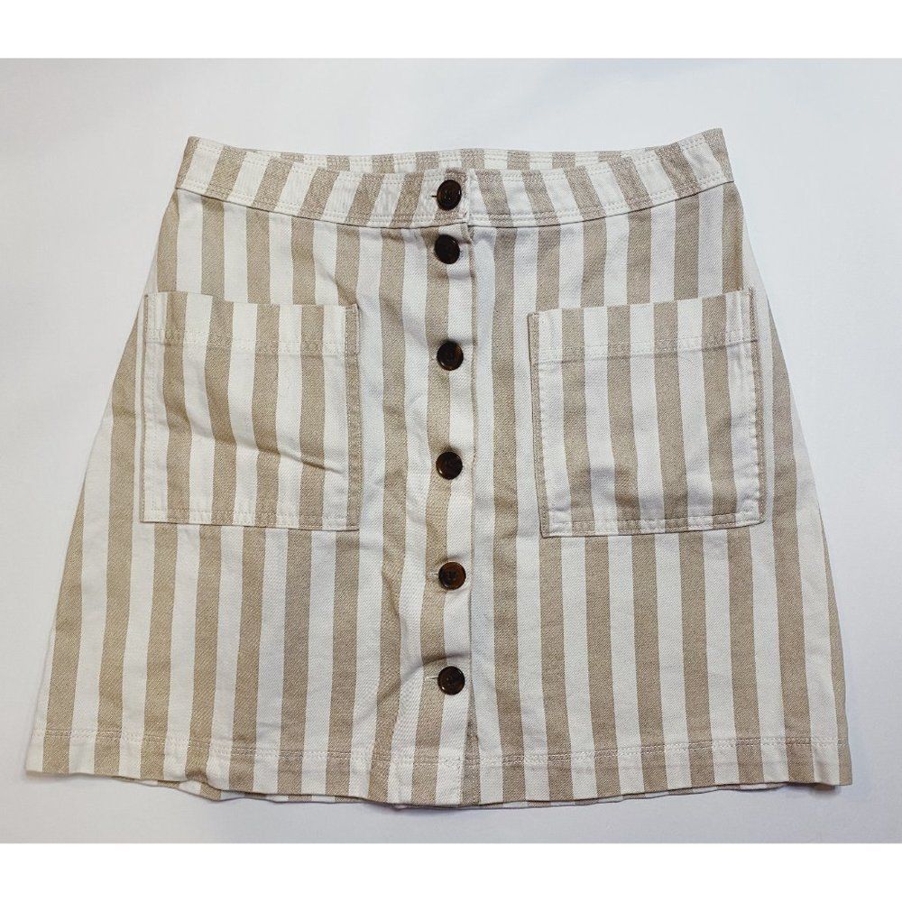 Old Navy White and Tan Striped Skirt